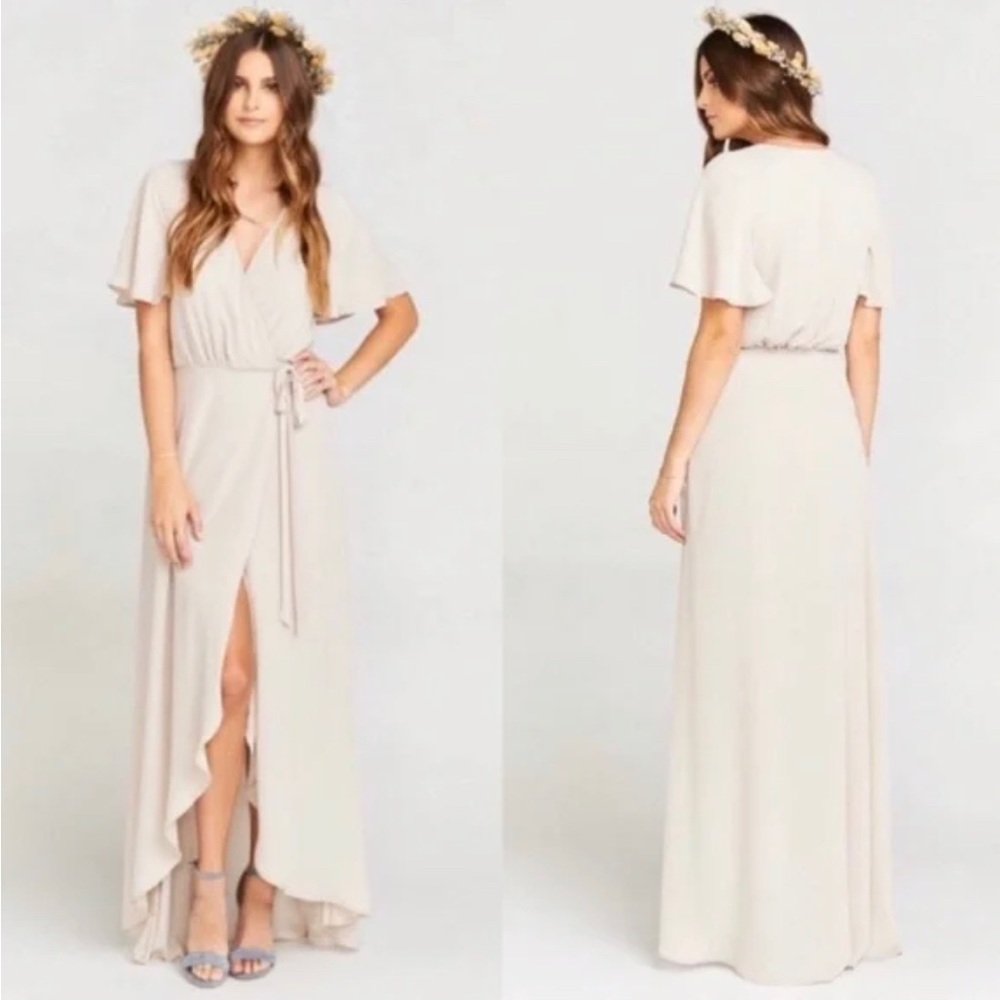 Show Me Your MuMu (SMYM) Sophia Wrap Dress in Show Me the Ring Crisp